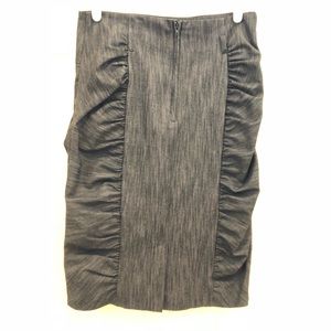 Charcoal Pencil Skirt with Rouched Sides